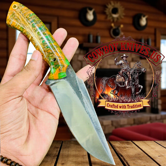 5.5" Blade Knives with Sheaths for Sale – J2 Steel & Pinecone Resin Handle