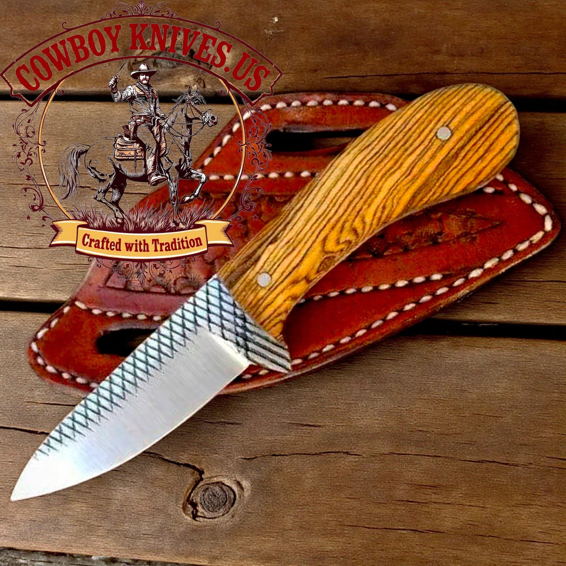 3.5" Blade Belt Concealed Knife with Ash Wood Handle