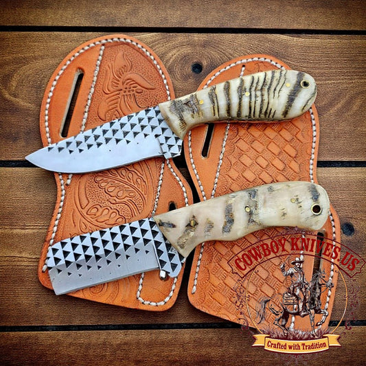 Working Cowboy Knives with Sheep Horn Handles – Rasp File Steel