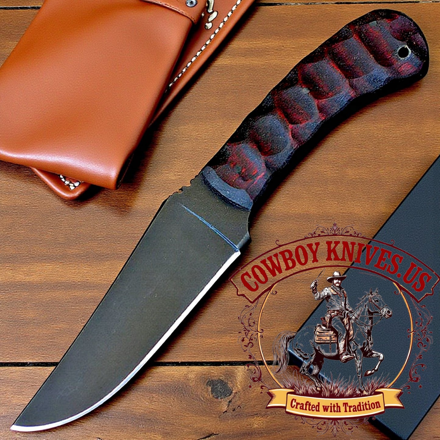4.5" Blade Western Knife and Sheath with Pakkawood Handle