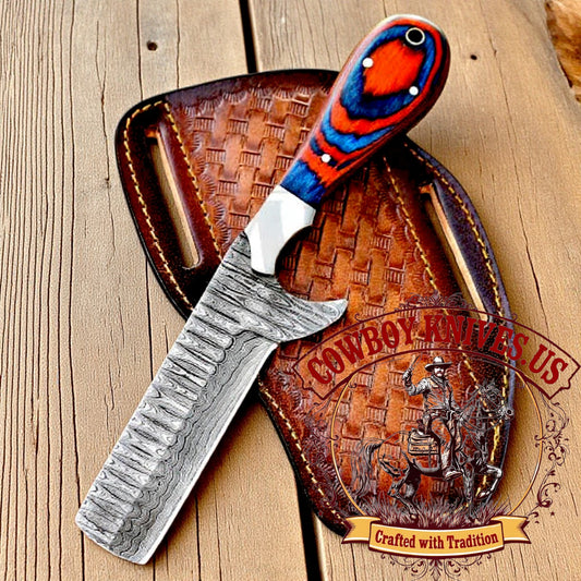 4" Blade Bull Cutting Knife with Pakkawood Handle & Steel Bolster
