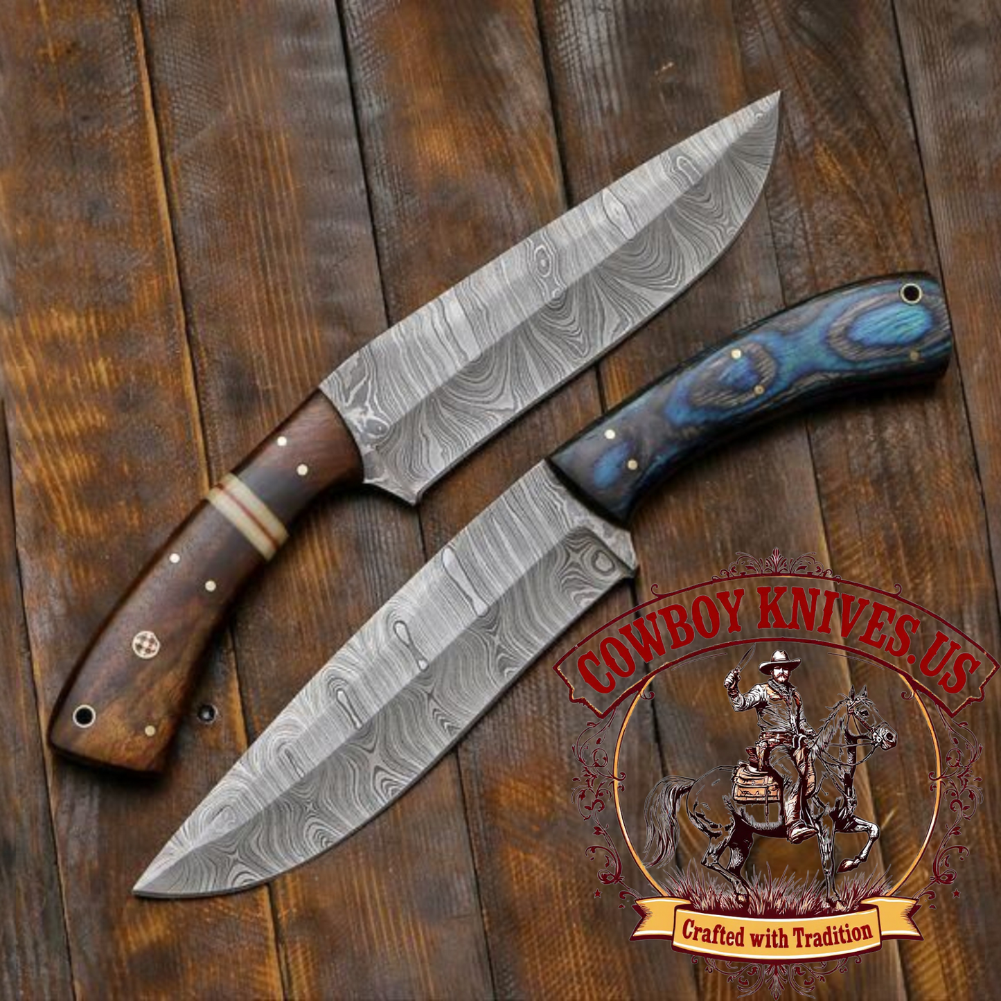 5.5" Blade Custom Western Knives with Rosewood & Exotic Wood Handles