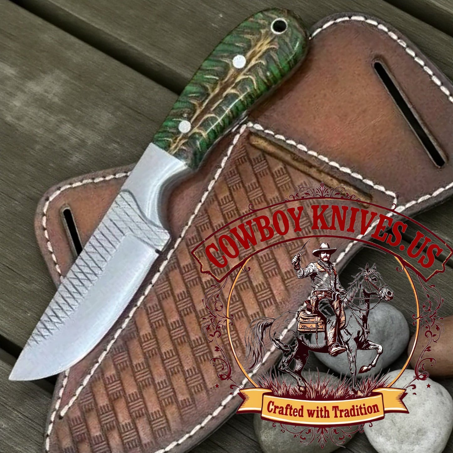 3.5" Blade Custom Belt Knife with Pinecone Resin Handle