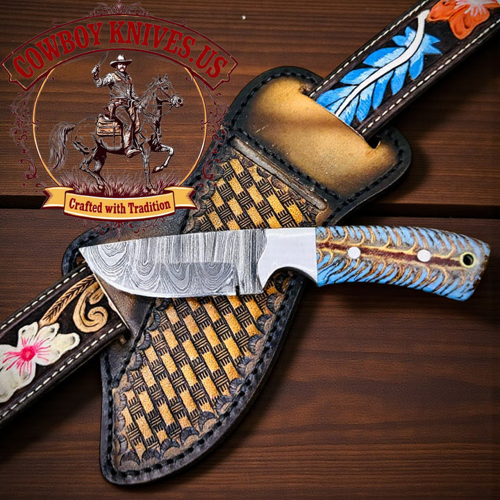 Authentic Handmade Cowboy Belt Knife with Leather Sheath