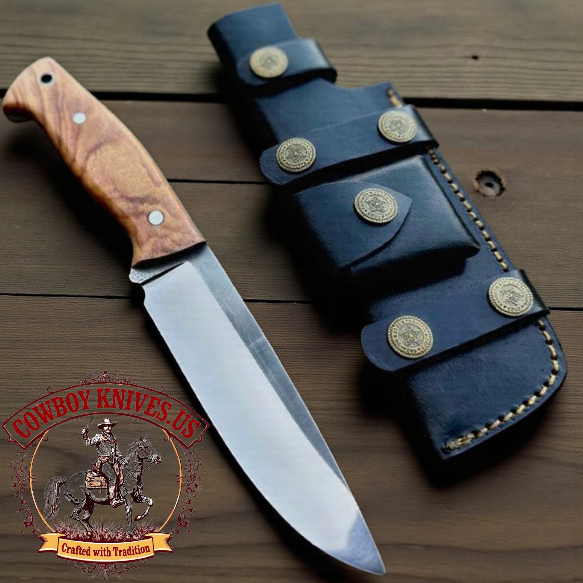 5" Blade Horizontal Sheath Knife with Olivewood Handle