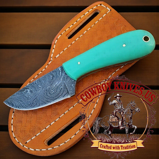 3" Blade Damascus Ranch Knife with Epoxy Resin Handle