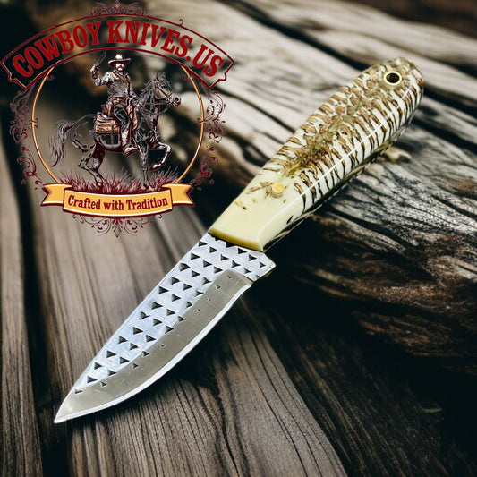 3" Blade Custom Cowboy Knife with Pinecone Resin Handle