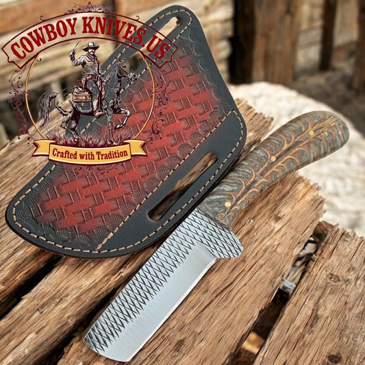 4" Blade Bull Cutter Knife with Pinecone Resin Handle