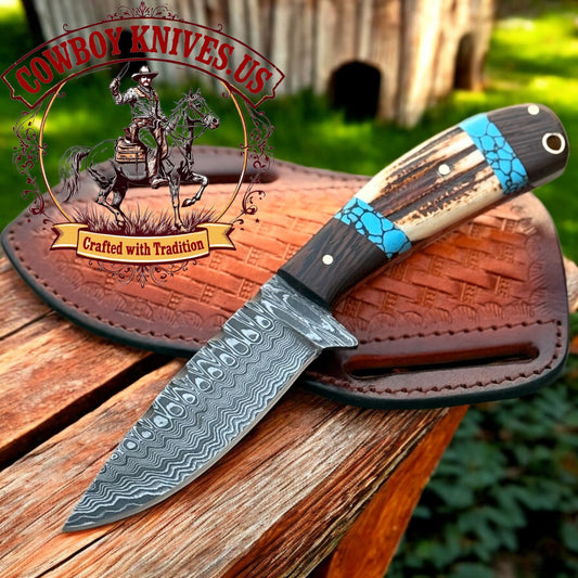 3.5" Blade Best Cowboy Knife with Antler