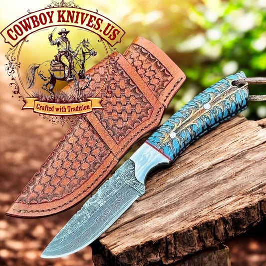3" Blade EDC Ranch Knife with Pinecone Resin & Steel Bolster Handle