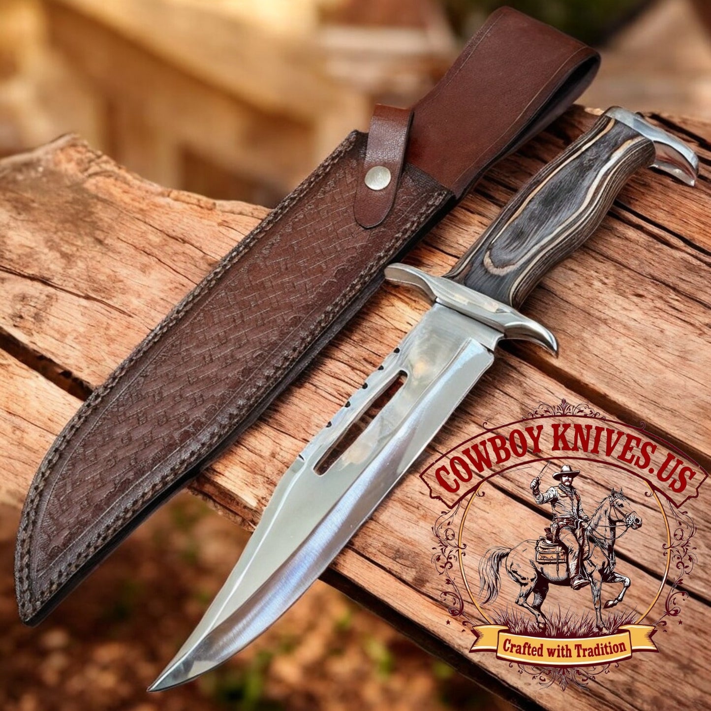 9" Blade Cowboy Bowie Knife with Pakkawood Handle