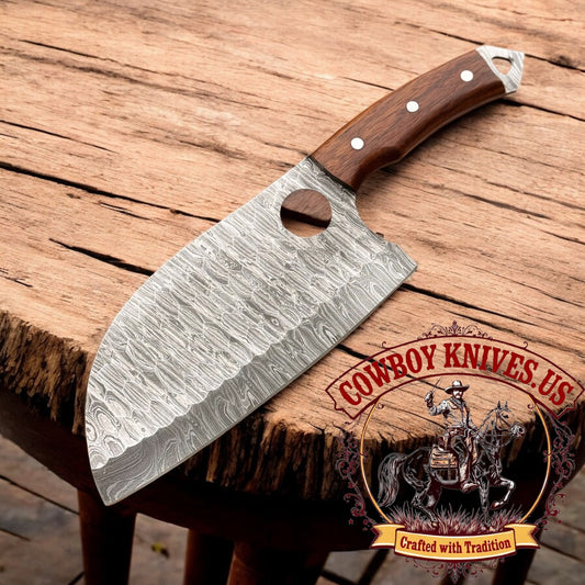 8" Blade Cleaver Knife with Rosewood Handle