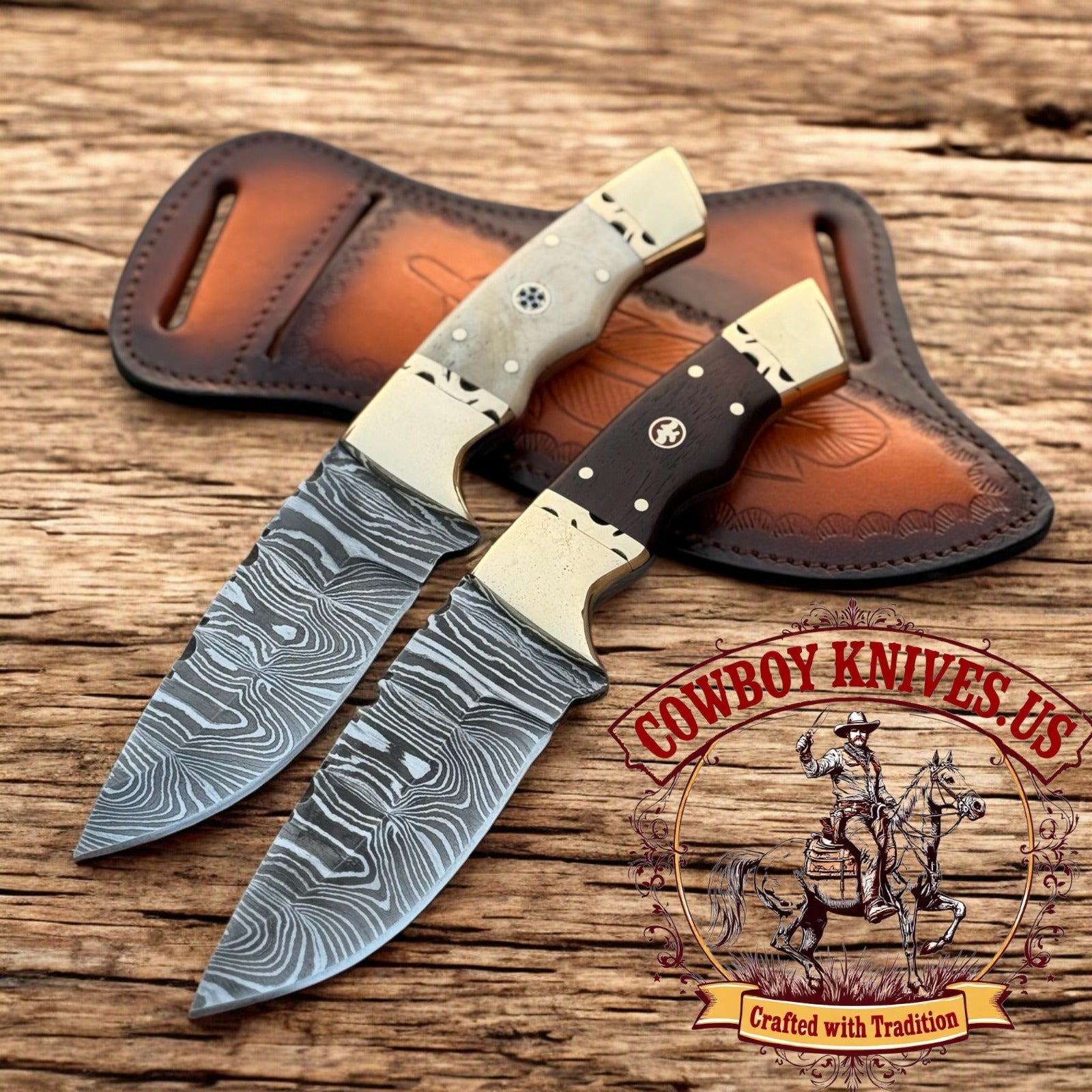4" Blade Cowboy Knives with Bone/Rosewood Handles