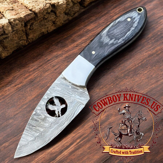 3" Blade cowboy belt knife with Exotic Wood & Steel Bolster Handle