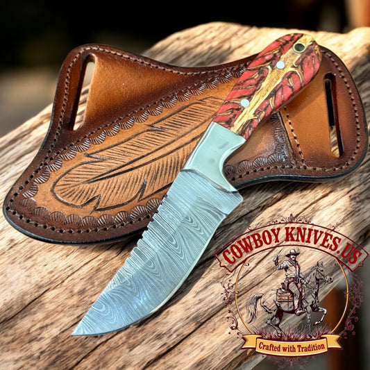 4" Blade Cowboy EDC Knife with Pinecone Resin & Steel Bolster Handle