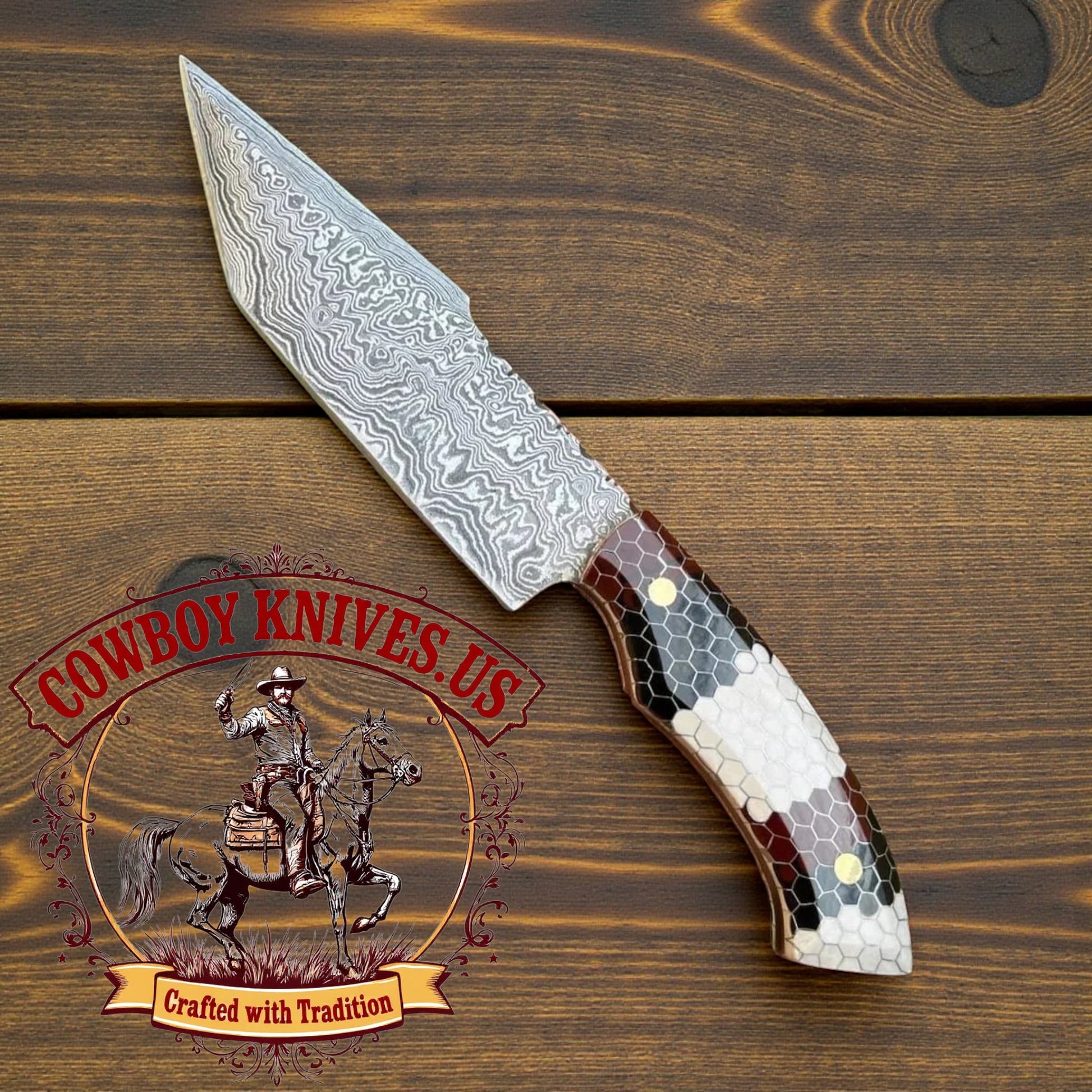 5" Blade cowboy tanto knife with Honeycomb Resin Handle