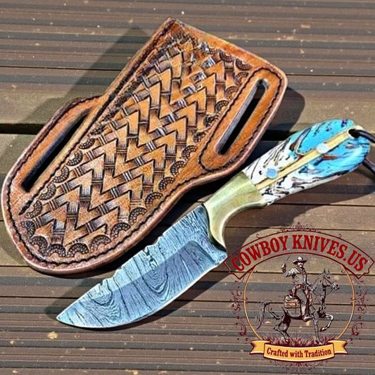3.5" Blade cowboy knife sheaths with Pinecone Resin & Brass Bolster Handle