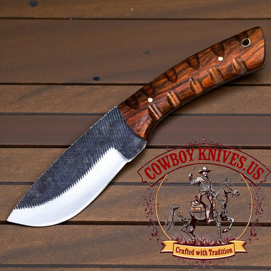 4" Blade knife and sheath 1 with Rosewood Fileworked Handle