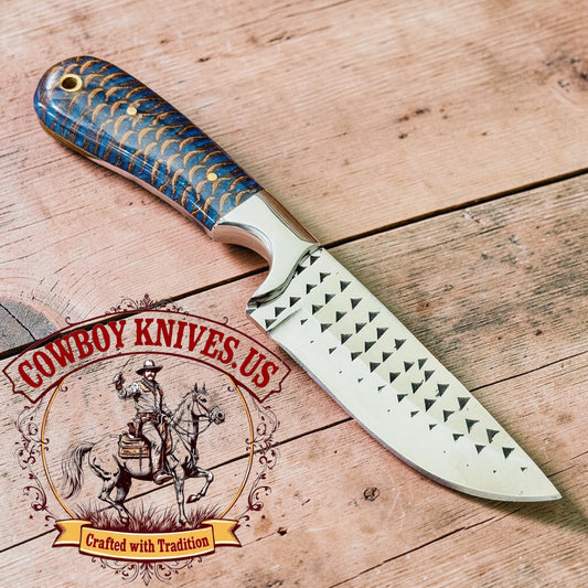 4" Blade knife belt with Pinecone Resin & Steel Bolster Handle