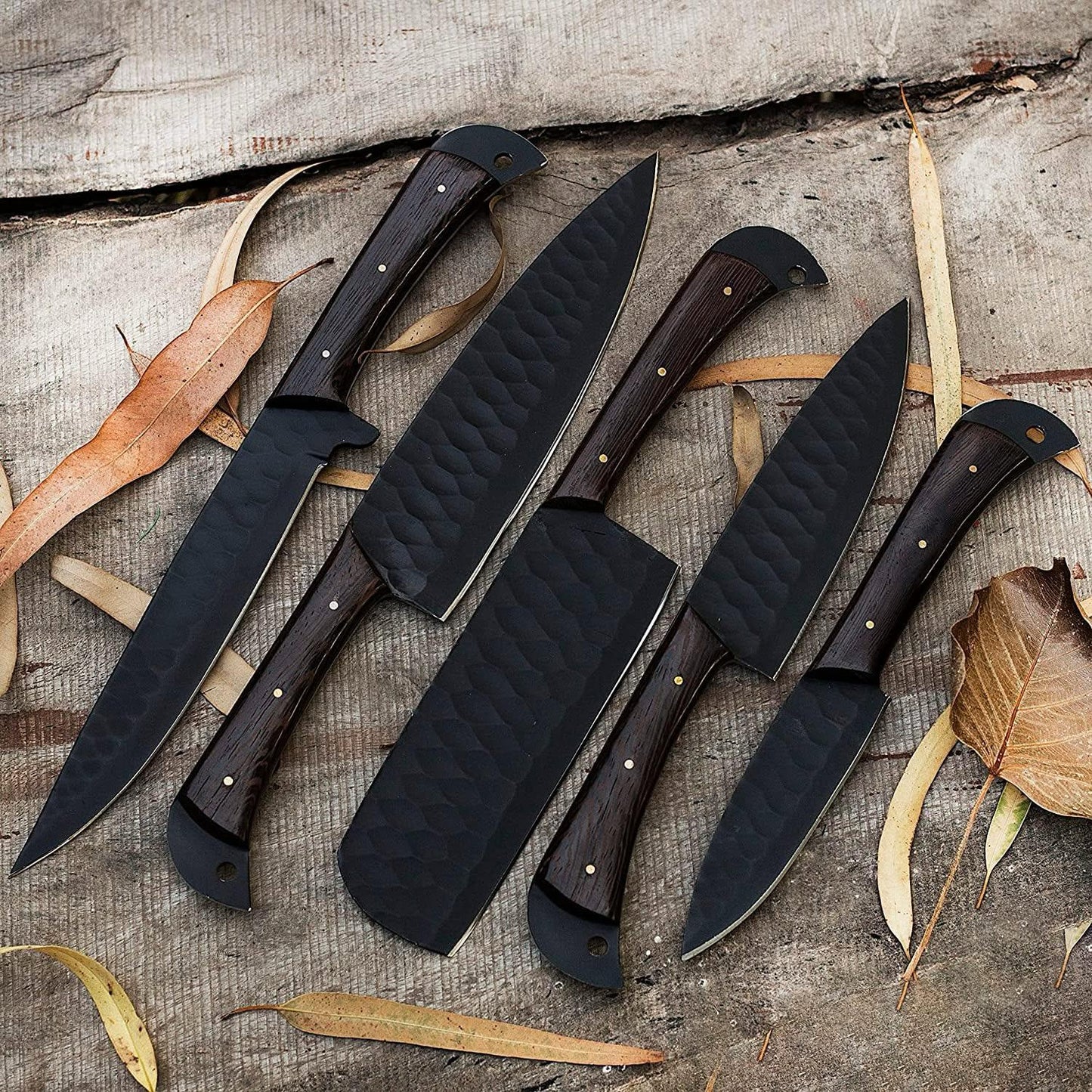 5 Piece Kitchen Knife set" VG10 Powder Coated Blades with Wenge Wood Handles