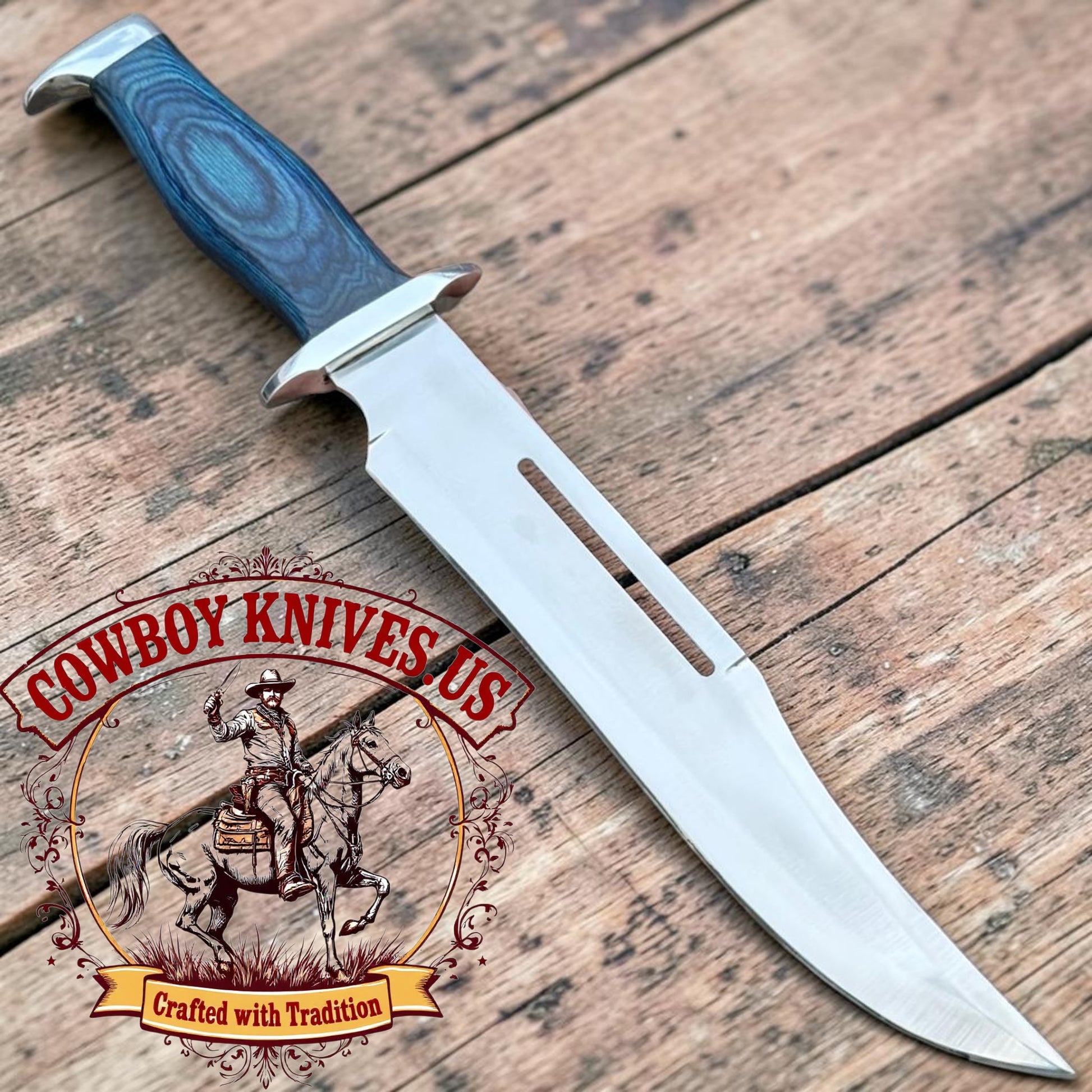 11.5" Blade Rambo Knife with Exotic Wood & Steel Guards Handle