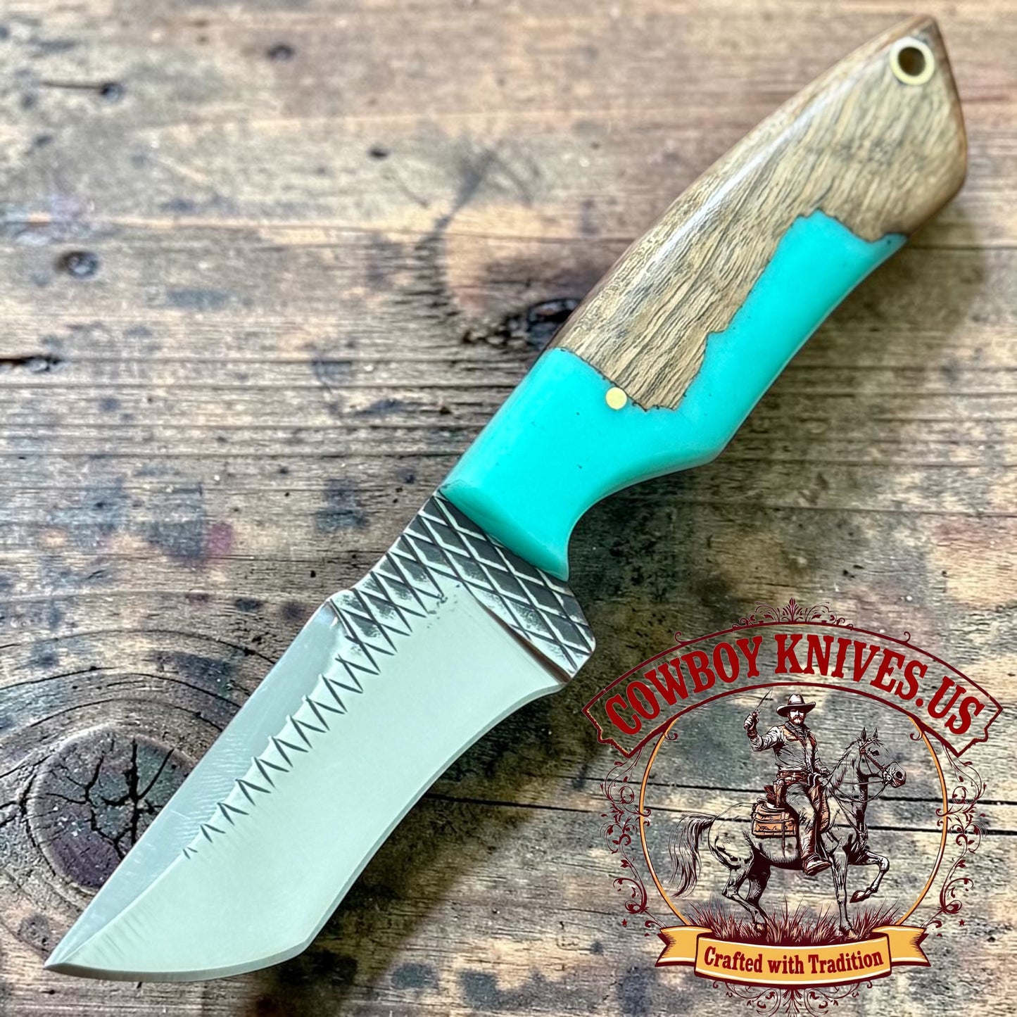 3" Blade Calf Cutter Knife with Wood/Resin Hybrid Handle