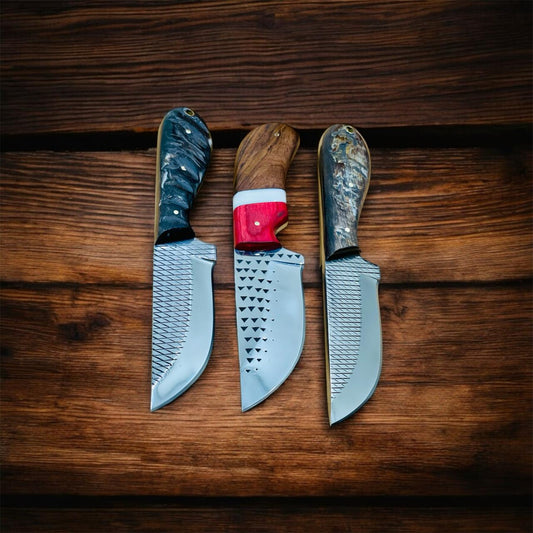 Cowboy Knives Set – Rasp Tool Steel Belt Knives | Ram Horn & Wooden Handles with Colorwood Bolsters | Handmade Western Cowboy Knives and Sheaths | Men’s Knife Collection – KNIVESHQ