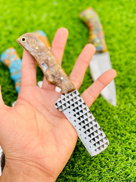 Bull Cutter Knife – Hand-Forged Rasp Tool Steel Blade with Epoxy Resin Handle | Western Ranch Knife | Heavy-Duty Outdoor Utility Knife