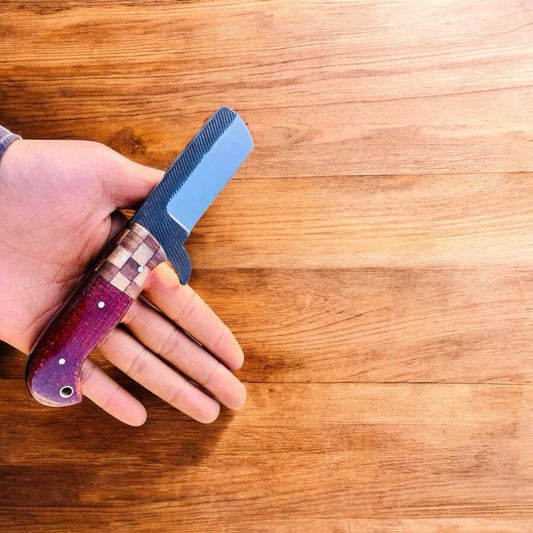 Bull Cutter Knife – Rasp Tool Steel Blade with Micarta Handle & Wooden Spacer | Belt Knife | Men’s Knife | Best Western Cowboy Knife