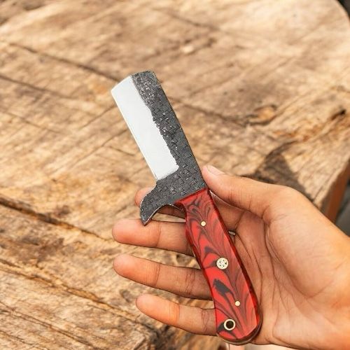Western Ranch Cutter Knife – 1095C High Carbon Steel Bull Cutter with Epoxy Resin Handle | Cowboy Belt Knife, Working Cowboy Knife, Men’s Knife