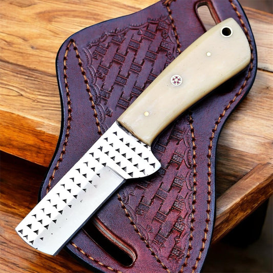 Ranch Hand Bone Cutter Knife – Rasp Steel Bull Cutter with Bone Handle | Cowboy Belt Knife, Working Cowboy Knife, Men’s Knife