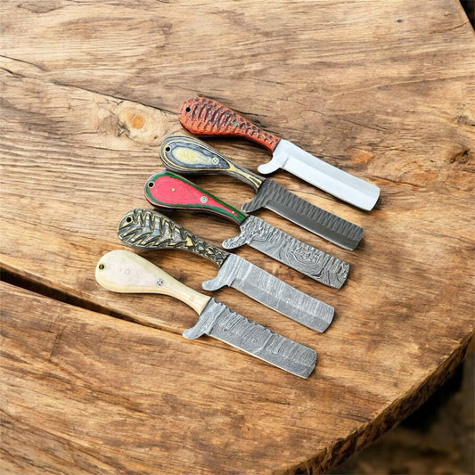 Bull Cutter Knives Set – Damascus Steel & D2 Steel Blades with Bone and Dollar Sheet Handles | Cowboy Knife | Belt Knife | Men’s Knife | Western Cowboy Knife | Ranch Knife | Cowboy Knives and Sheaths | KnivesHQ