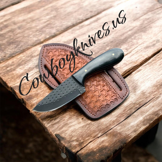 Western Knife and Sheath – Rasp File Steel Blade, Epoxy Resin Handle, 7.5"
