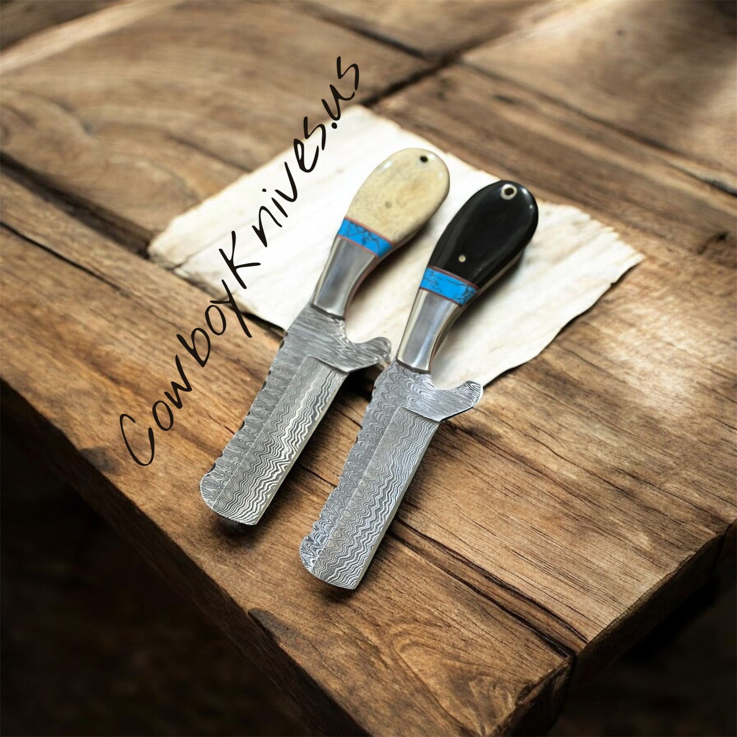 4" Blade Bull Cutter Knives with Bone & Resin Handles