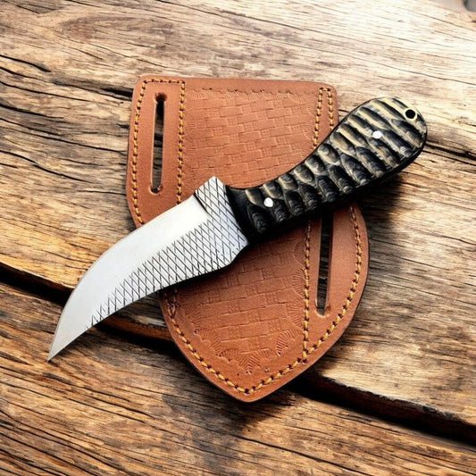 Belt Knife – Rasp Tool Steel Blade with Dollar Sheet Handle & Pancake Leather Sheath | Cowboy Knife | Western Knife for Men | Cowboy Knives and Sheaths | KnivesHQ Quality | cowboyknives.us