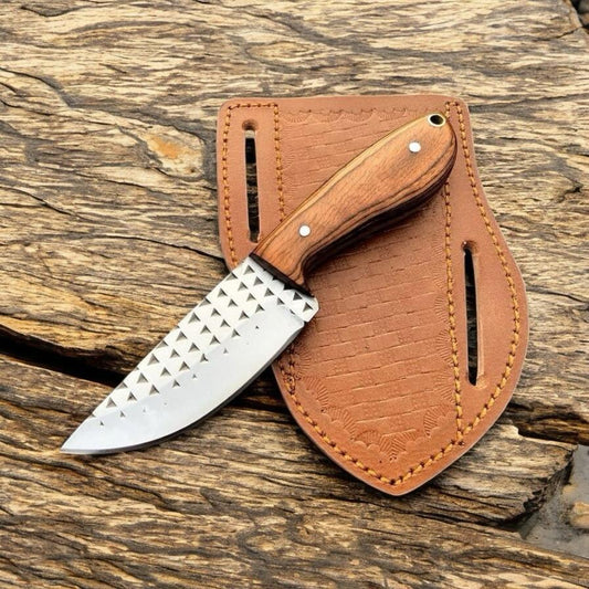 Belt Knife – Rasp Tool Steel Blade with Pakkawood Handle & Pancake Leather Sheath | Cowboy Knife | Men’s Western Knife | Cowboy Knives and Sheaths | kniveshq Quality by cowboyknives.us