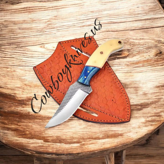 Original Wyoming Knife – Rasp Tool Steel Blade with Bone Handle & Pakkawood Bolster