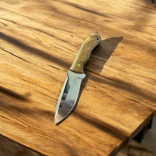 Cowboy Belt Knife – J2 Steel Blade with Walnut Wood Handle & Cross Draw Leather Sheath | Working Cowboy Knife | Belt Knife for Men | cowboyknives.us