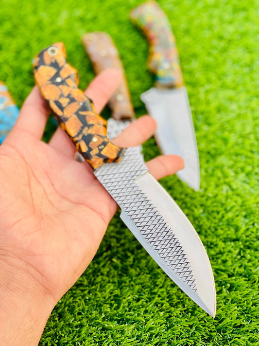 Cowboy Knife – Rasp File Blade, Hybrid Stone Resin Handle, 9"